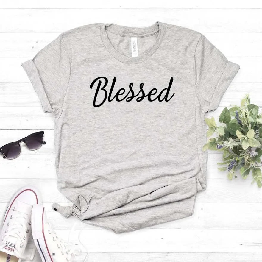 Funny T Shirt for Lady Girl Tee Hipster Drop Ship Blessed Letters Print Women Tshirt Casual Havre de foi
