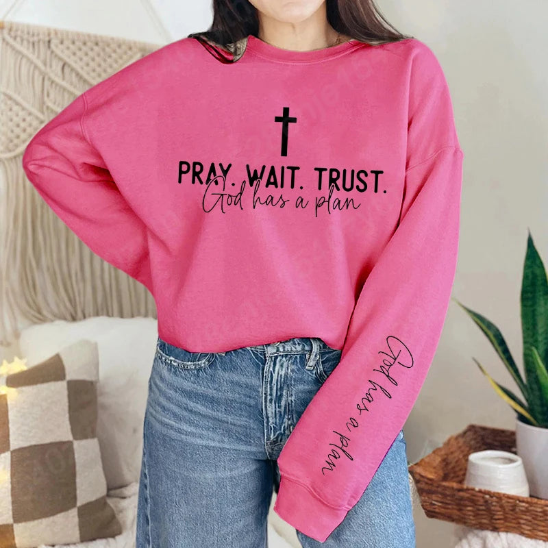 Uplifting Christian Quote Crewneck Sweatshirt, Long Sleeve, Women's Fashion Oversized Sweatshirts, Inspirational Print Pullovers Havre de foi