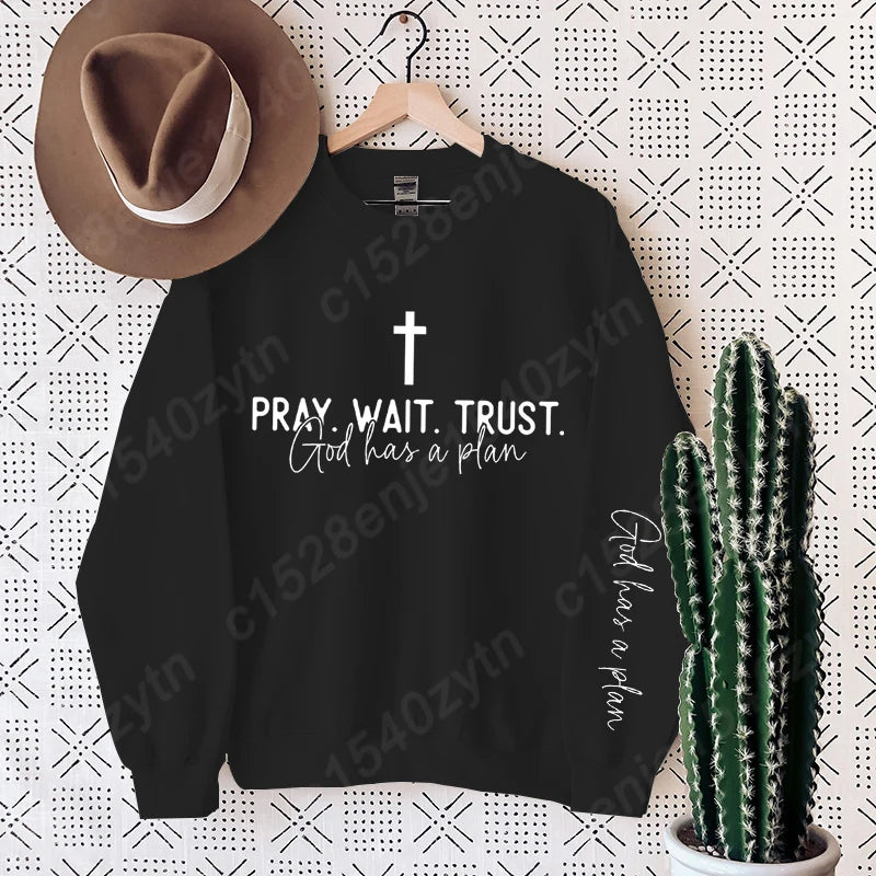 Uplifting Christian Quote Crewneck Sweatshirt, Long Sleeve, Women's Fashion Oversized Sweatshirts, Inspirational Print Pullovers Havre de foi