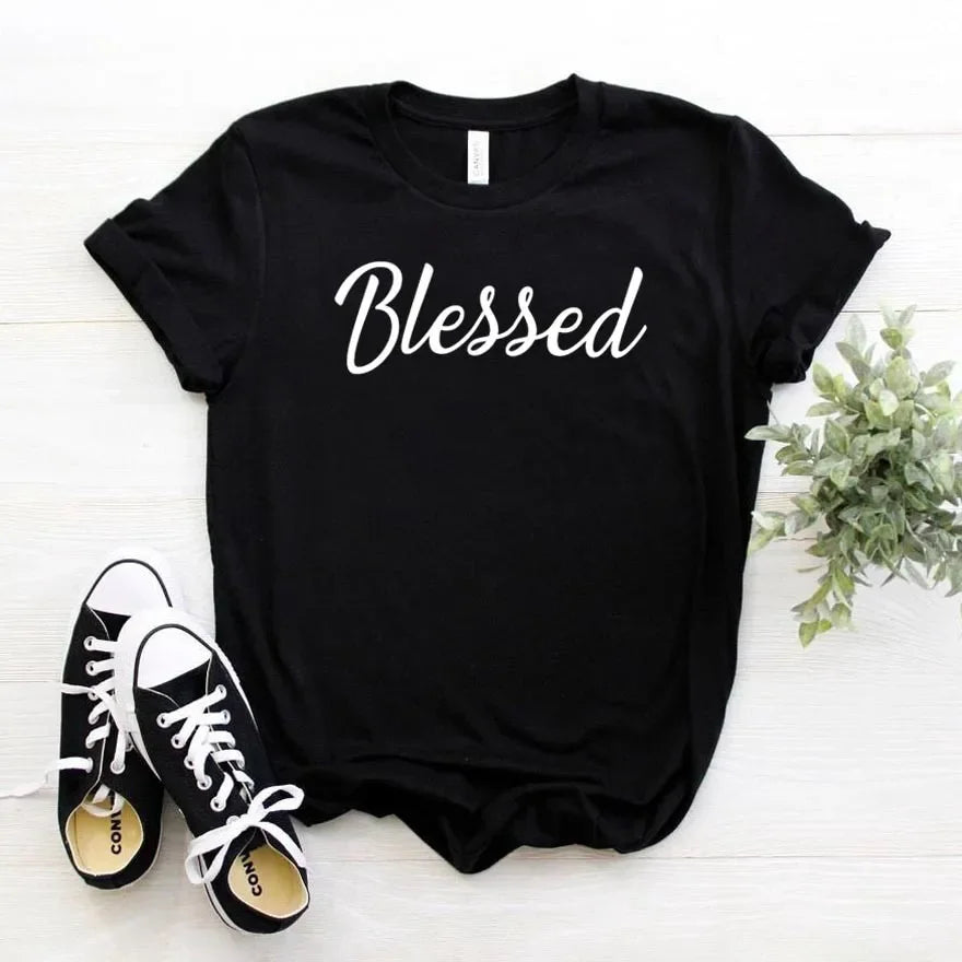 Funny T Shirt for Lady Girl Tee Hipster Drop Ship Blessed Letters Print Women Tshirt Casual Havre de foi