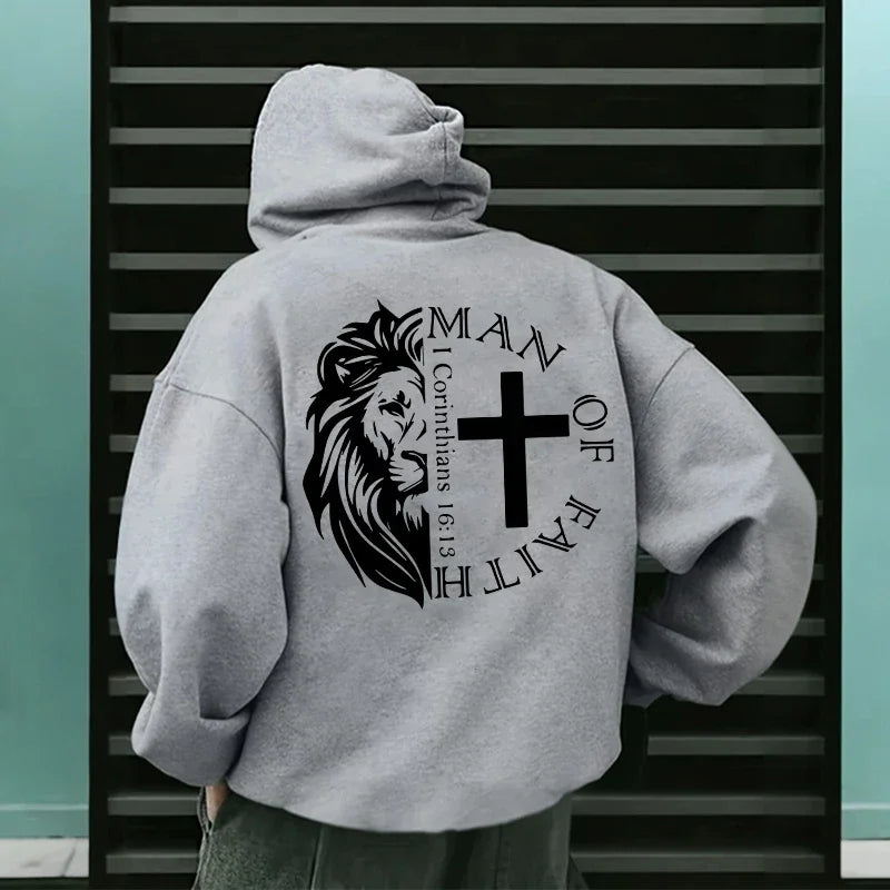 Jesus Christ Style Hoodies 2025 Fall Winter New Arrival Hooded Long Sleeve Sweatshirts Man Off Faith Lion Print Hoody Outerwear Havre de foi