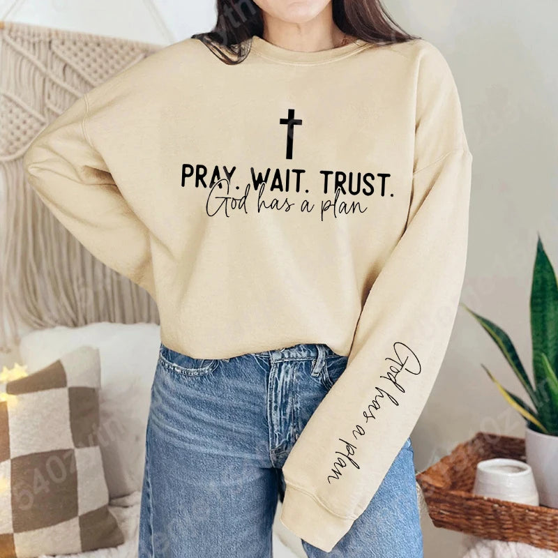 Uplifting Christian Quote Crewneck Sweatshirt, Long Sleeve, Women's Fashion Oversized Sweatshirts, Inspirational Print Pullovers Havre de foi