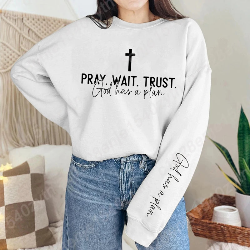 Uplifting Christian Quote Crewneck Sweatshirt, Long Sleeve, Women's Fashion Oversized Sweatshirts, Inspirational Print Pullovers Havre de foi