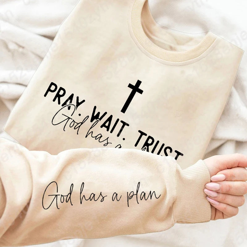 Uplifting Christian Quote Crewneck Sweatshirt, Long Sleeve, Women's Fashion Oversized Sweatshirts, Inspirational Print Pullovers Havre de foi